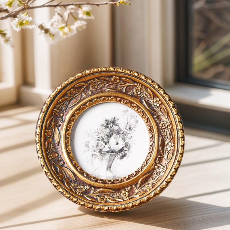 Antique Bronze Gold Round Phot - Rattan Mirror Round review and price