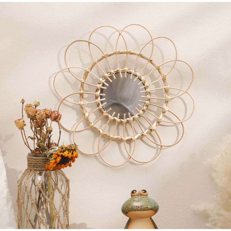 Hanging Mirror Rattan Sunflowe - Rattan Mirror Round review and price