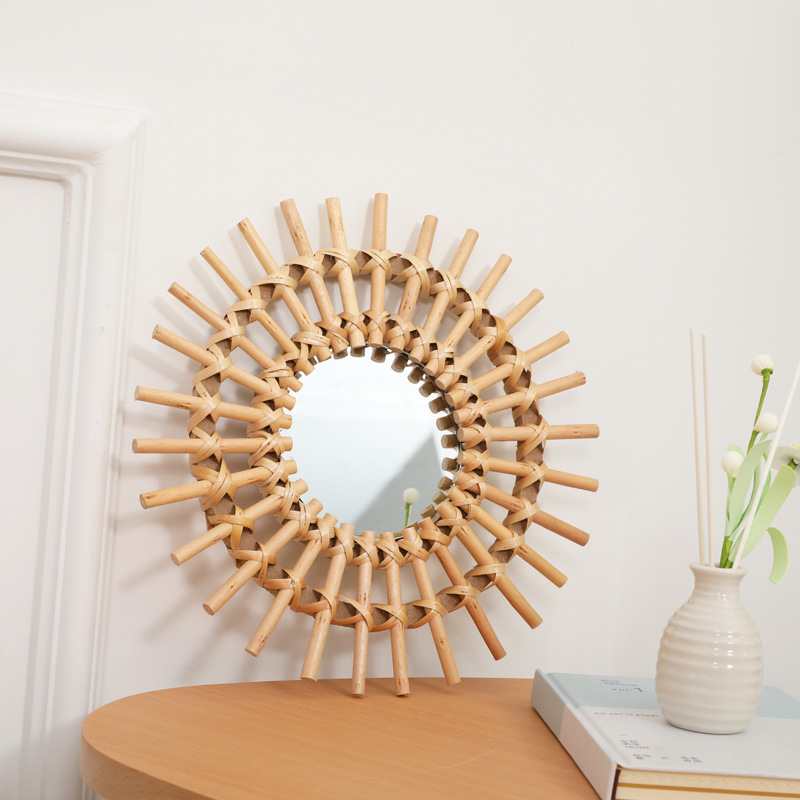 Boho Rattan Wall Mirror, Handm - Rattan Mirror Round review and price