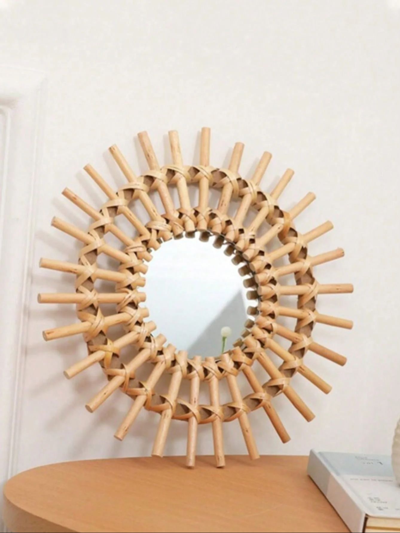 Boho Rattan Wall Mirror, Handm - Rattan Mirror Round review and price