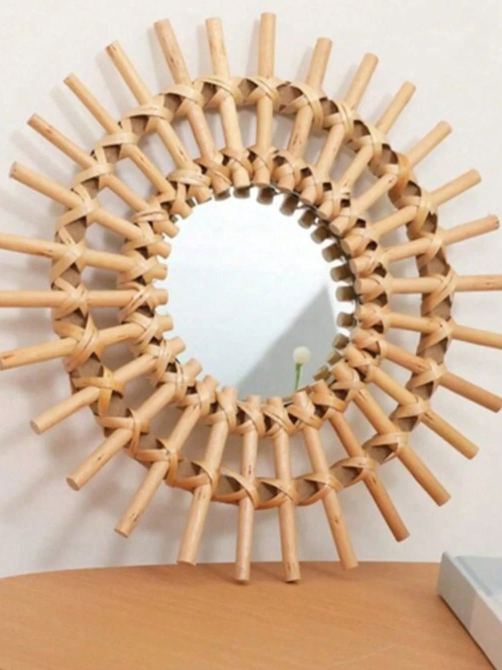 Boho Rattan Wall Mirror, Handm - Rattan Mirror Round review and price