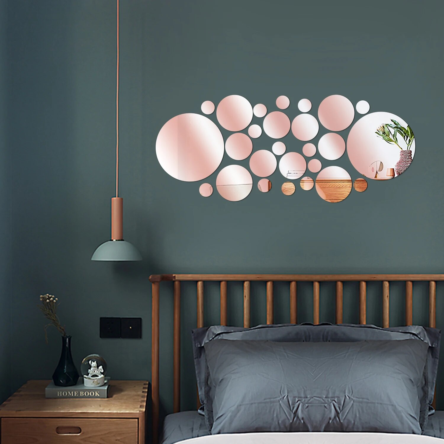26PCS Geometric Circular Cryst - Rattan Mirror Round review and price