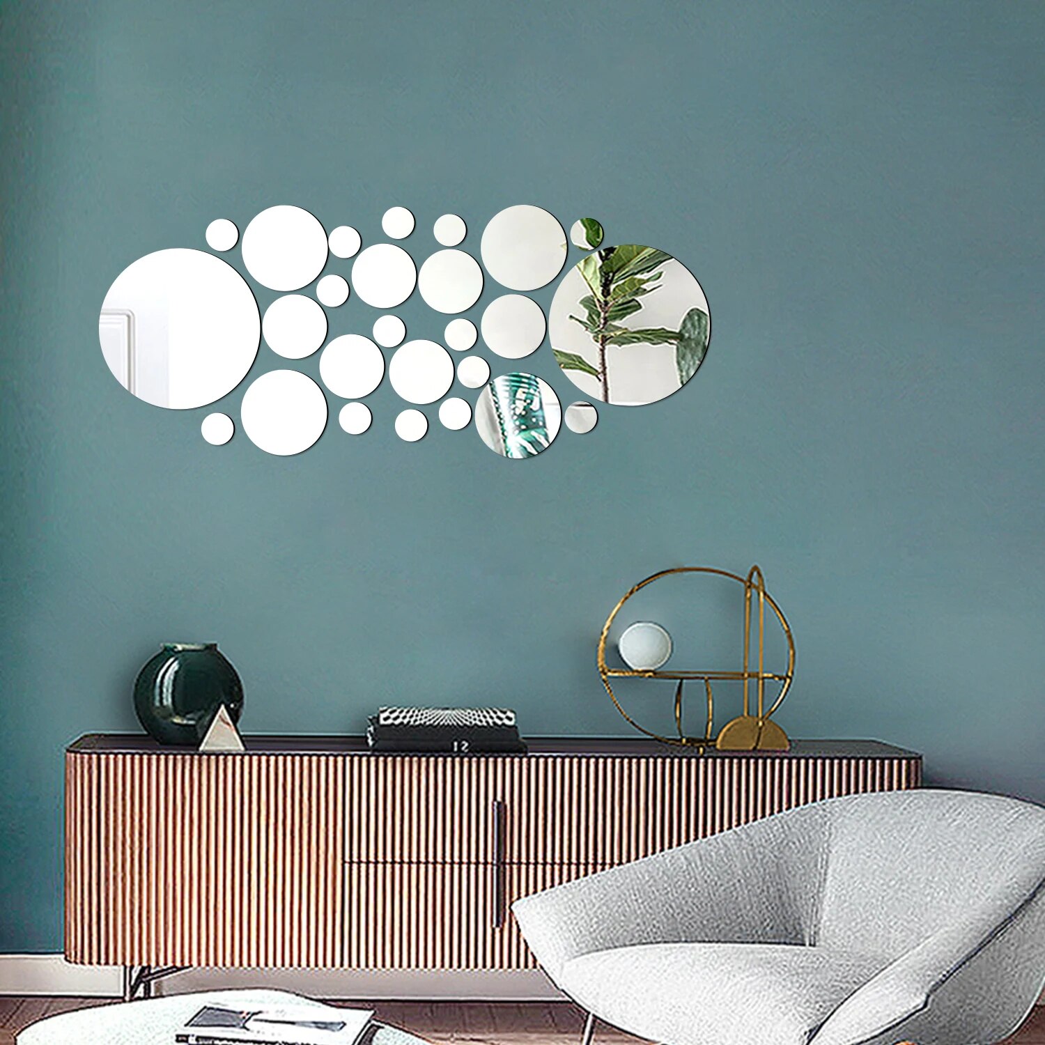 26PCS Geometric Circular Cryst - Rattan Mirror Round review and price