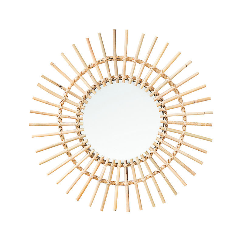 Rattan hanging wall Nordic hom - Rattan Mirror Round review and price