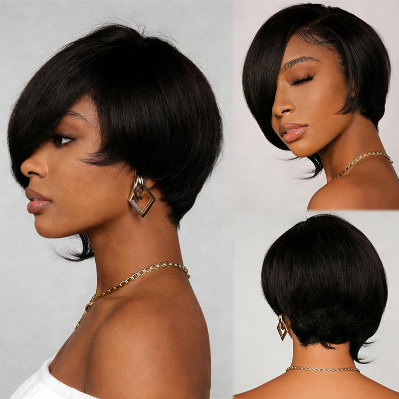 Short Pixie Cut Wig With Bangs - Textured Throw Natural review and price